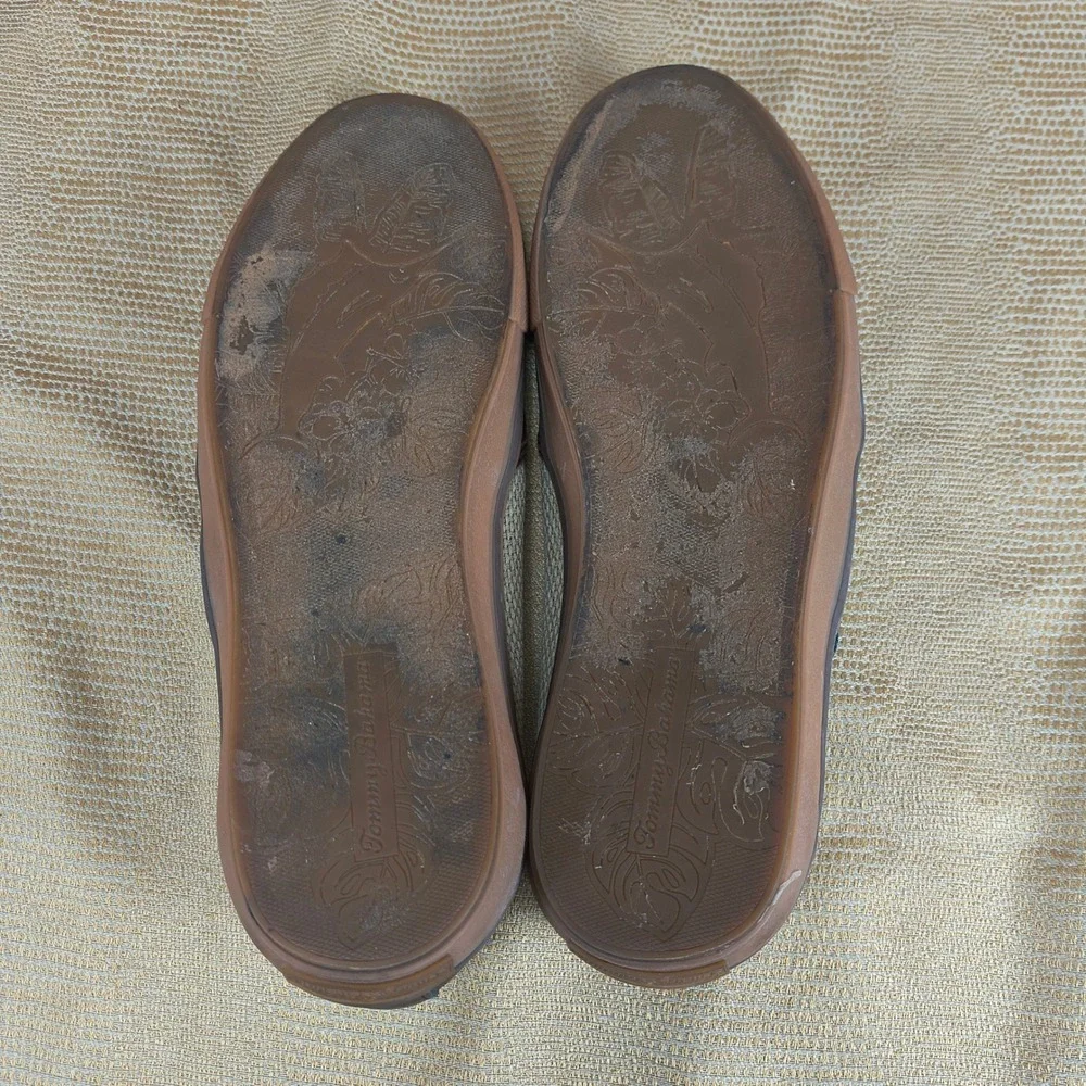 Tommy Bahama Mens Brown PU Leather Textile Slip‎ On Loafers Shoes TB7F00149 10.5